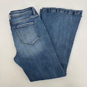 Petra 153 Distressed Flare Jeans Medium Wash Raw Hem Size 11/29 TZ929MF